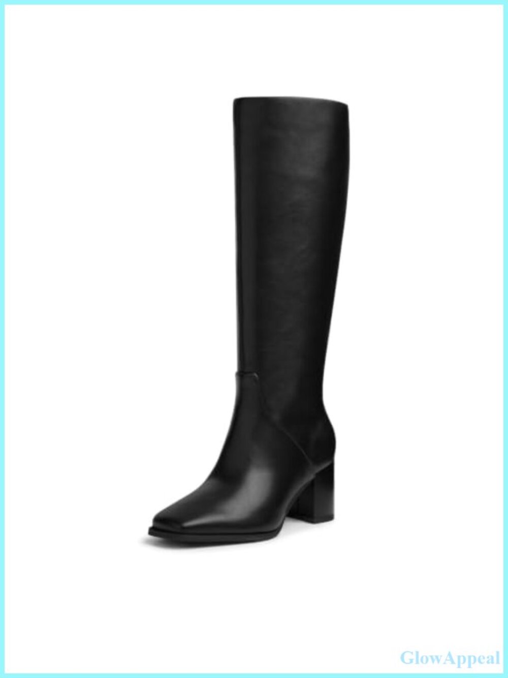 Square Toe Knee High Boots Chunky Heel Pull On Tall Boots
